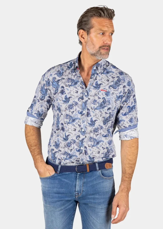 Chemise à motifs NZA bleue pour homme | Georgespaul 