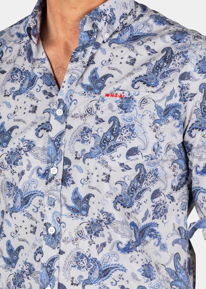 Chemise à motifs NZA bleue pour homme | Georgespaul 