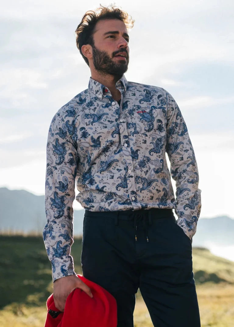 Chemise à motifs NZA bleue pour homme | Georgespaul 