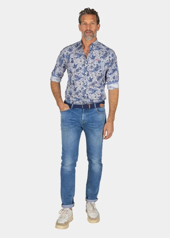 Chemise à motifs NZA bleue pour homme | Georgespaul 