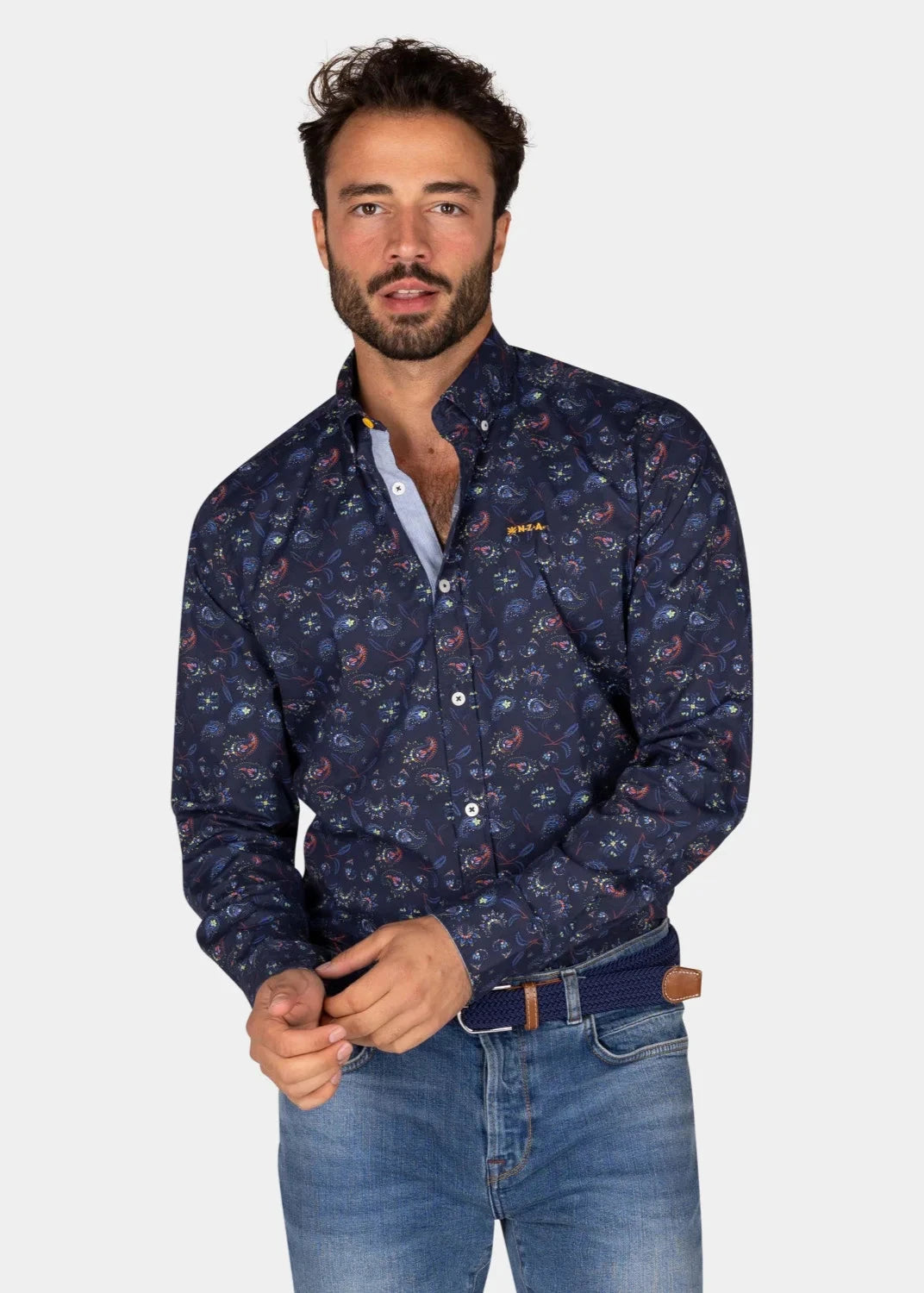 Chemise à motifs NZA marine pour homme | Georgespaul 