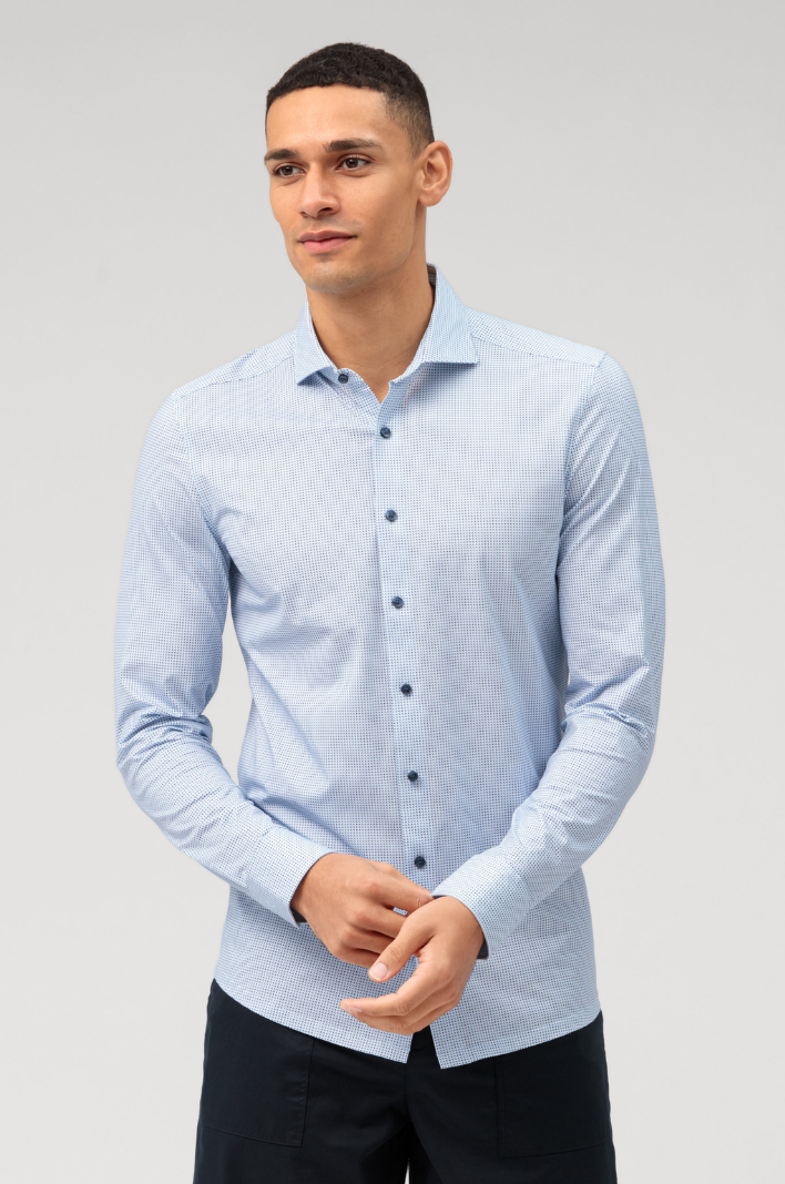 Chemise à motifs OLYMP ajustée bleue