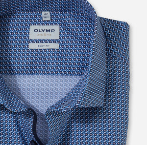 Chemise à motifs OLYMP ajustée marine en coton stretch