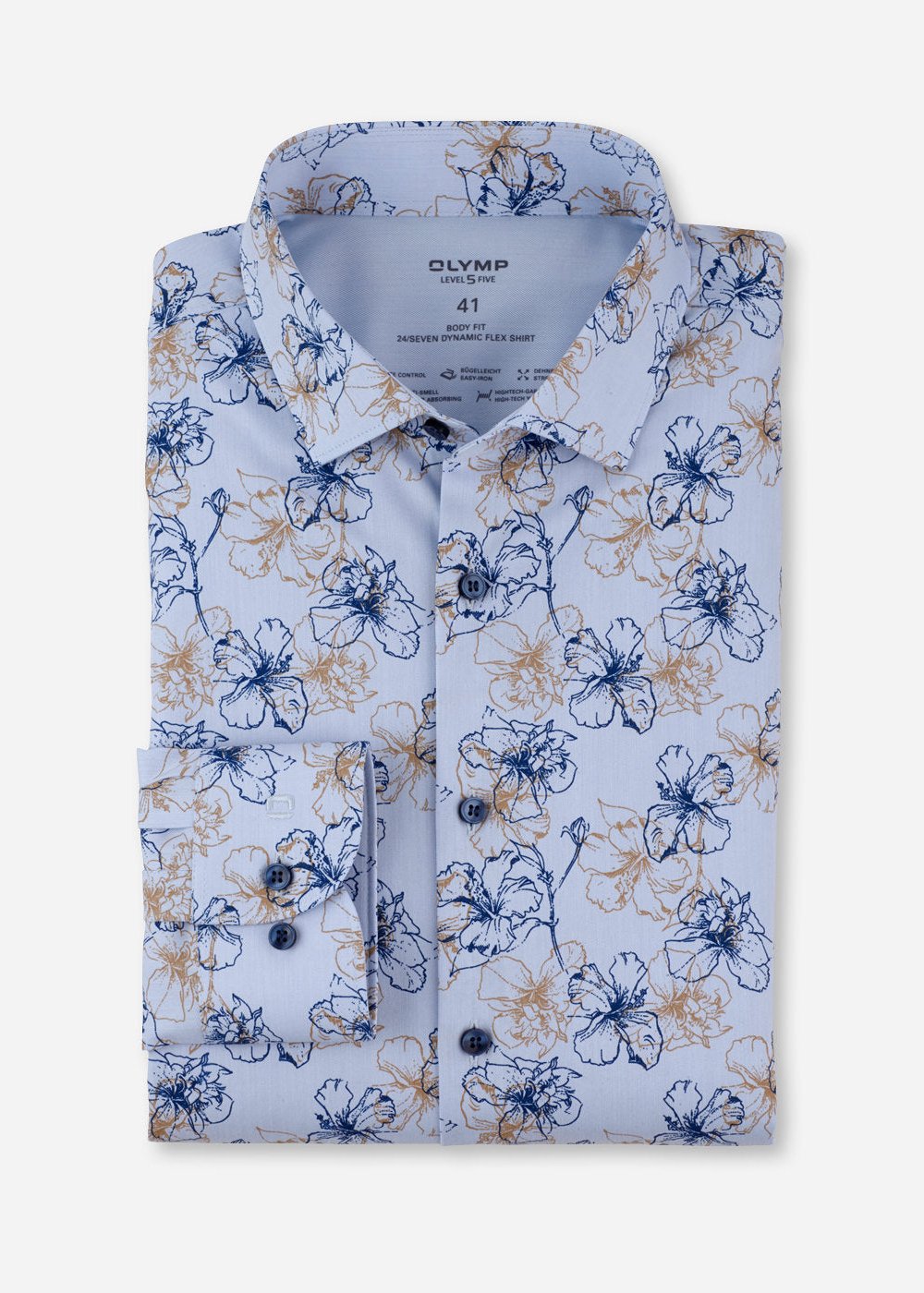 Chemise à motifs OLYMP bleue pour homme | Georgespaul 