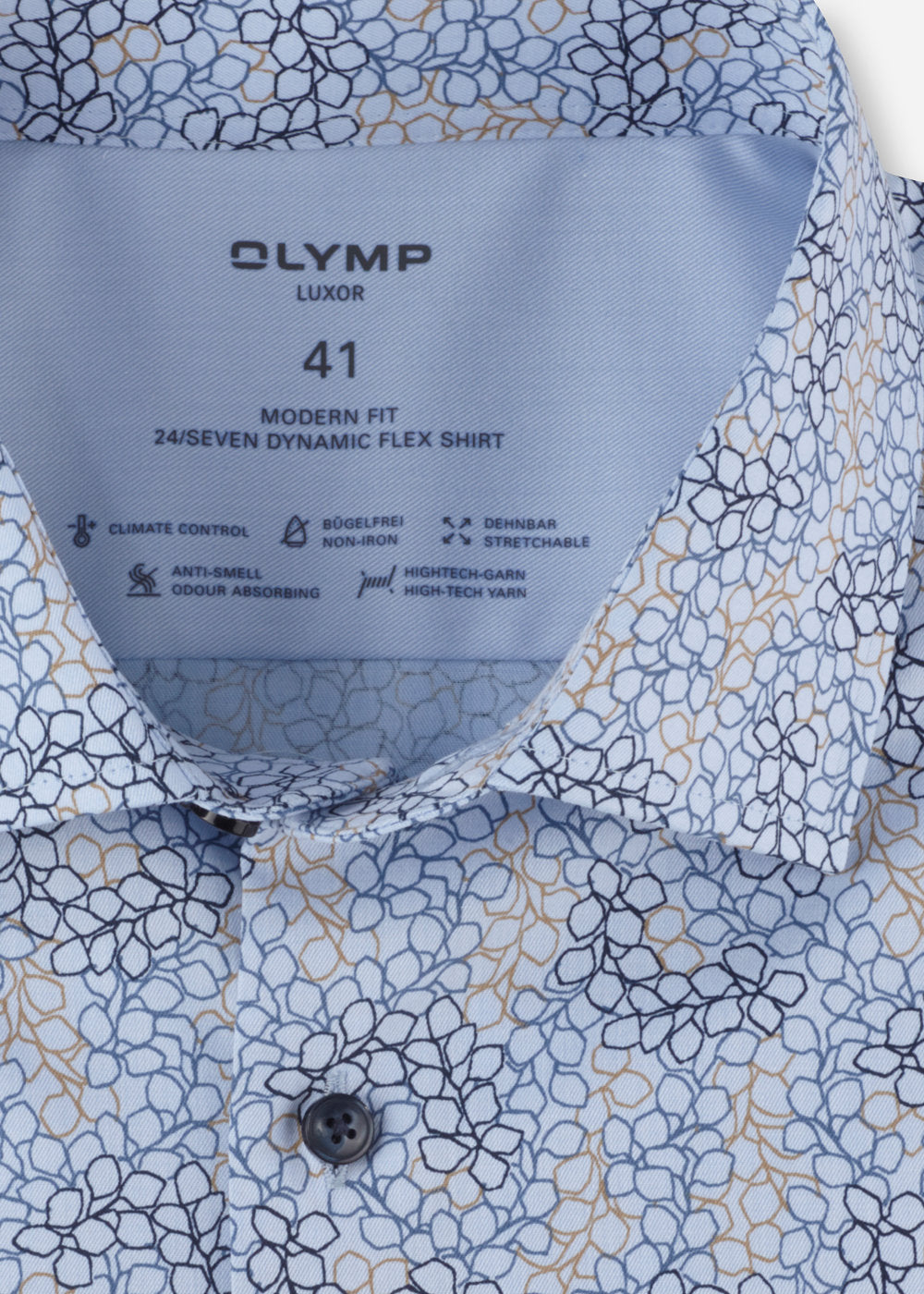 Chemise à motifs OLYMP bleue pour homme | Georgespaul 