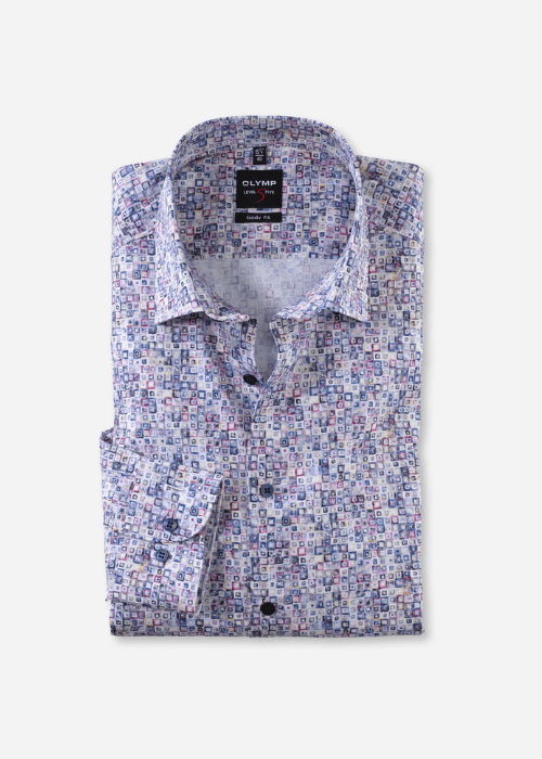 Chemise à motifs OLYMP bleue - Georgespaul