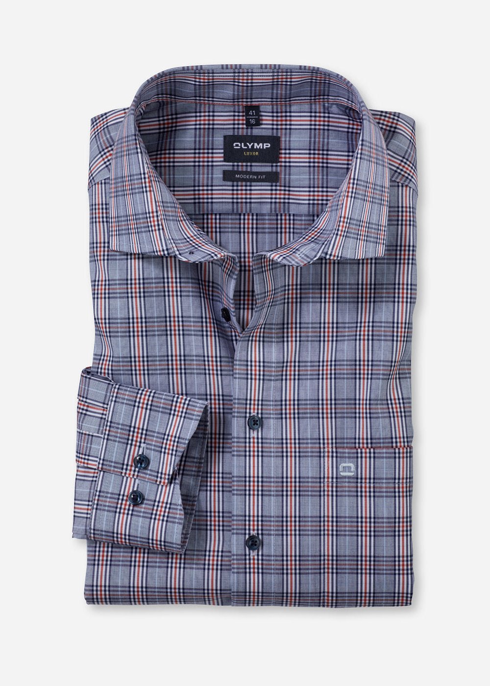 Chemise à motifs OLYMP marine pour homme | Georgespaul 