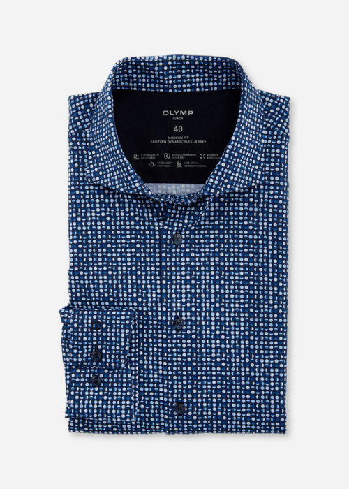 Chemise à motifs OLYMP marine - Georgespaul