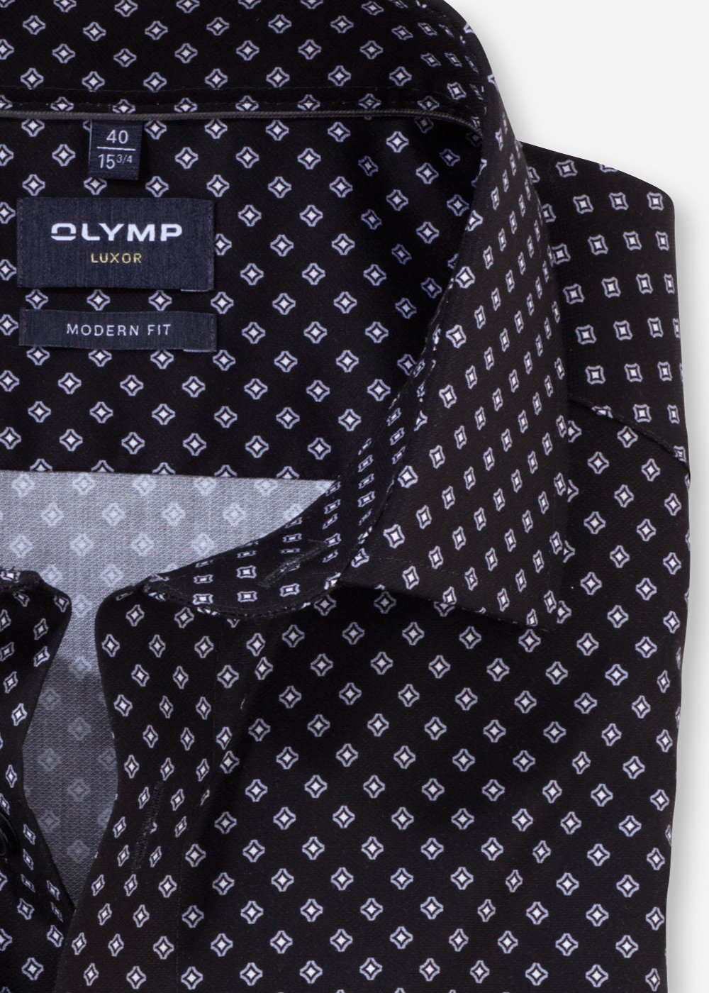 Chemise à motifs OLYMP noire pour homme | Georgespaul 