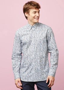 Chemise fleurie Eden Park bleu clair en coton pour homme I Georgespaul