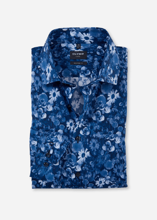 Chemise fleurie OLYMP marine - Georgespaul