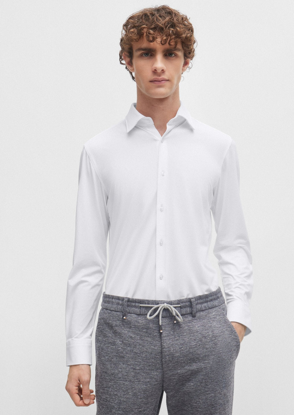 Chemise homme BOSS ajustée blanche stretch | Georgespaul
