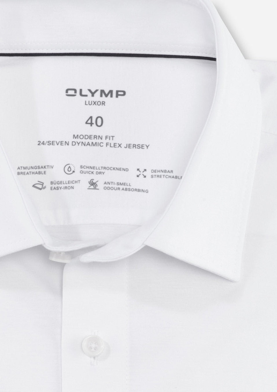 Chemise homme Luxor OLYMP droite blanche en coton stretch | Georgespaul