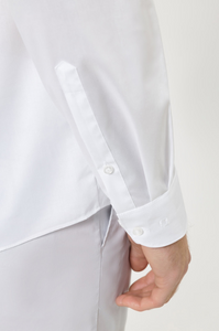 Chemise homme OLYMP ajustée blanche en coton stretch | Georgespaul