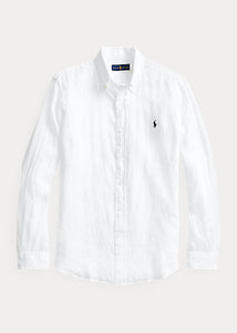 Chemise homme Ralph Lauren ajustée blanche en lin | Georgespaul