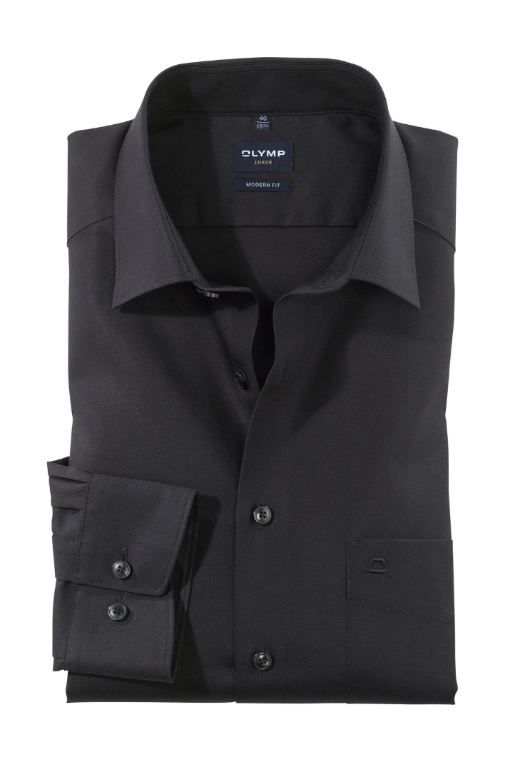 Chemise homme infroissable Luxor OLYMP droite noire | Georgespaul