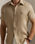 Chemise manches courtes Ralph Lauren beige | Georgespaul 