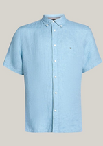 Charger l&#39;image dans la galerie, Chemise manches courtes Tommy Hilfiger bleu en lin
