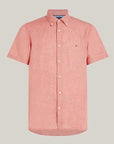 Chemise manches courtes Tommy Hilfiger rose en lin - Georgespaul