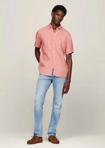 Afbeelding in Gallery-weergave laden, Chemise manches courtes Tommy Hilfiger rose en lin | Georgespaul
