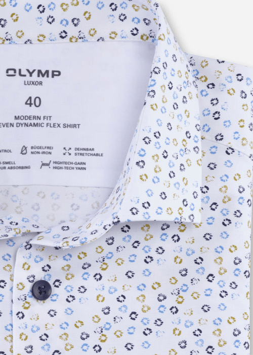 Chemise manches courtes à motifs OLYMP blanche - Georgespaul