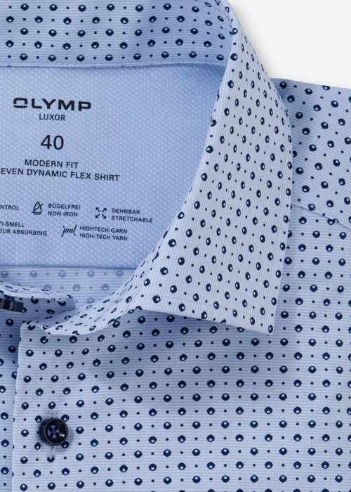 Chemise manches courtes à motifs OLYMP bleue - Georgespaul