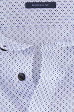Charger l&#39;image dans la galerie, Chemise manches courtes à motifs OLYMP droite blanche
