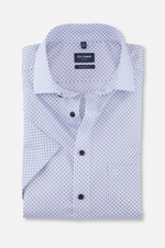 Charger l&#39;image dans la galerie, Chemise manches courtes à motifs OLYMP droite blanche
