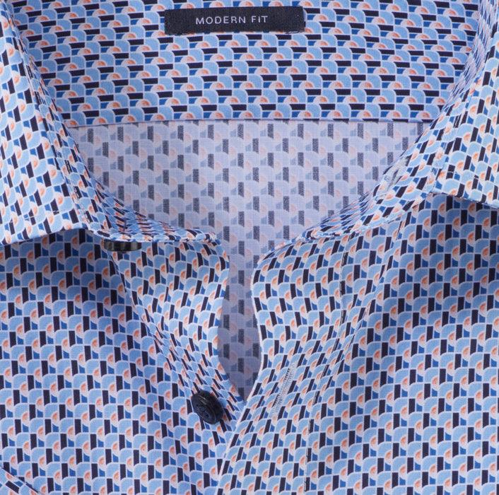 Chemise manches courtes à motifs OLYMP bleue - Georgespaul