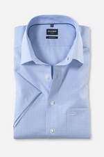 Charger l&#39;image dans la galerie, Chemise manches courtes motifs vichy OLYMP bleue
