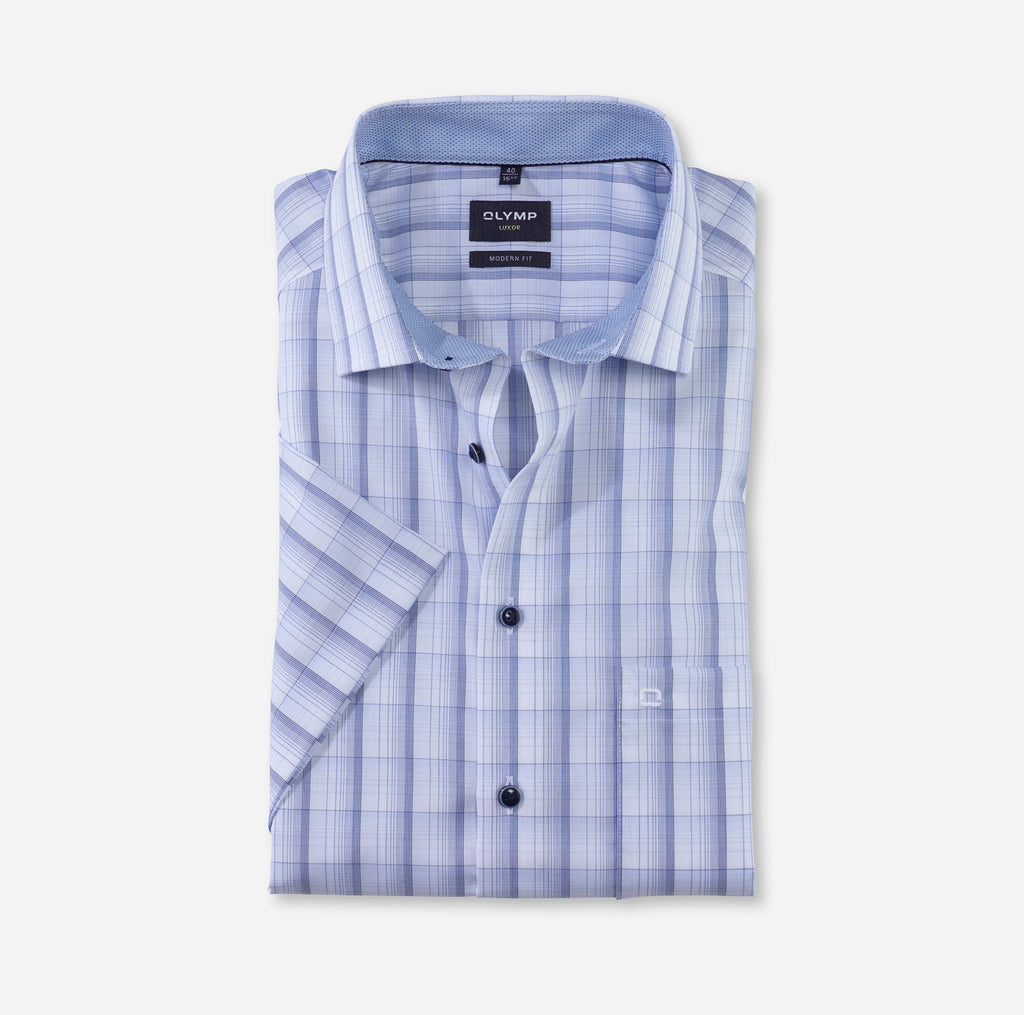 Chemise Luxor OLYMP bleue en coton pour homme I Georgespaul