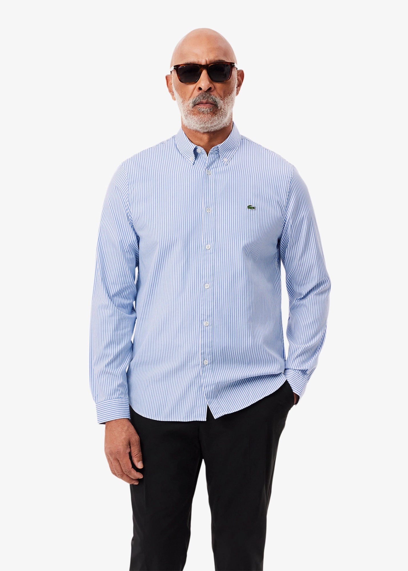 Chemise rayée Lacoste bleue pour homme | Georgespaul