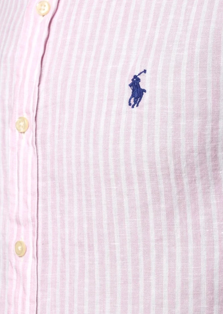 Chemise rayée homme Ralph Lauren rose en lin | Georgespaul