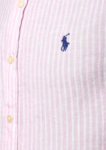 Charger l&#39;image dans la galerie, Chemise rayée homme Ralph Lauren rose en lin | Georgespaul
