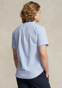 Chemise rayée manches courtes homme Ralph Lauren bleue | Georgespaul