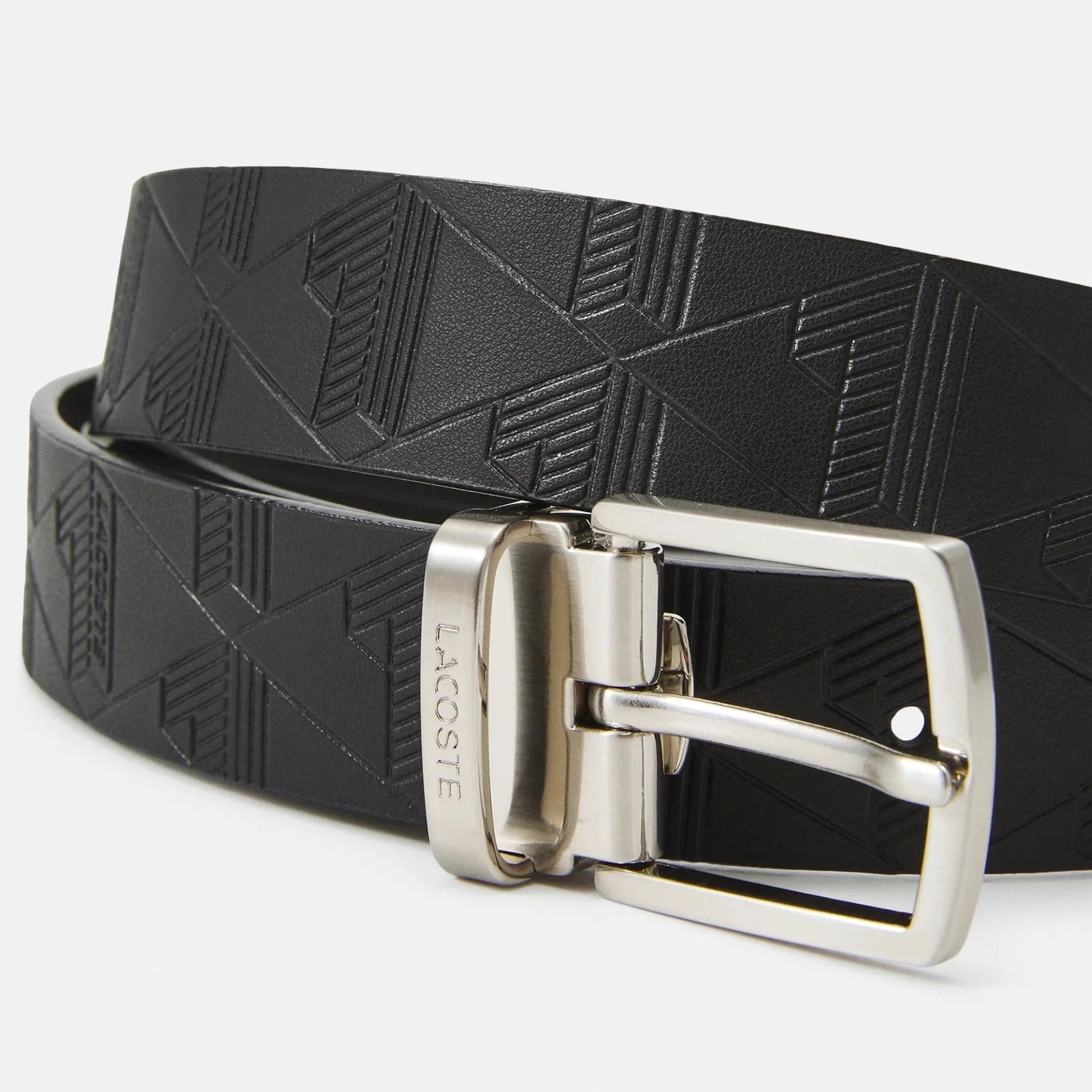 Coffret ceinture boucles interchangeables Lacoste noir en cuir - Georgespaul