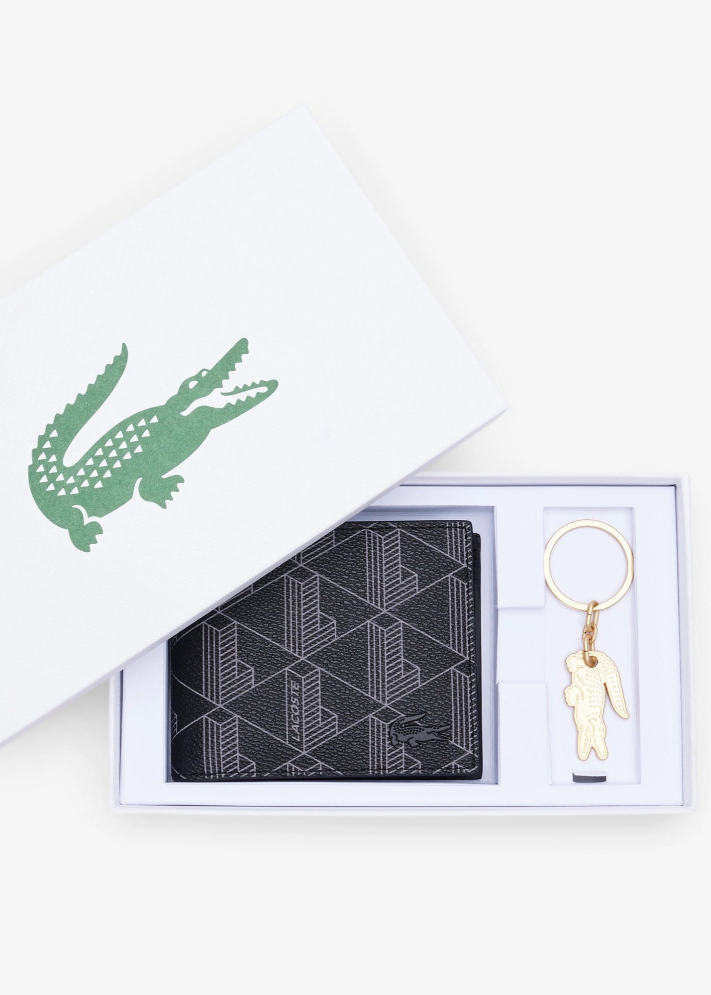 Coffret portefeuille et porte-clés Lacoste noir | Georgespaul 