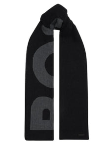 Echarpe logo BOSS noire en laine