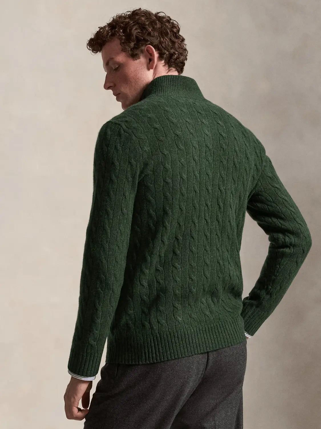 Pull camionneur torsadé Ralph Lauren vert en laine et cachemire