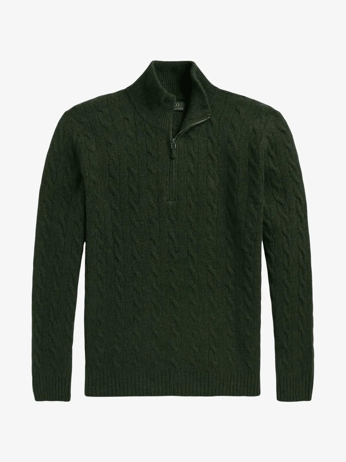 Pull camionneur torsadé Ralph Lauren vert en laine et cachemire