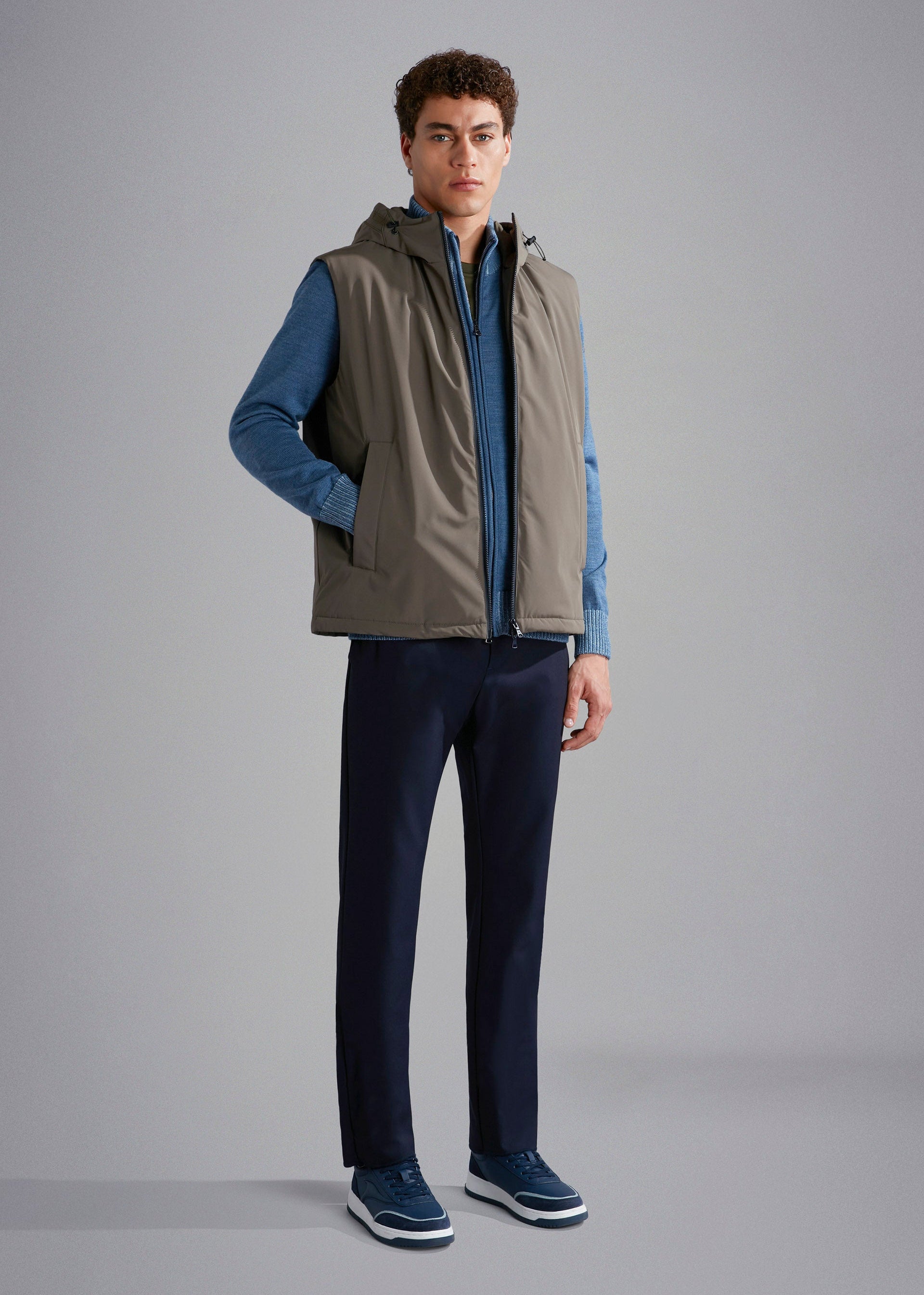 Gilet Paul & Shark bleu en laine pour homme | Georgespaul