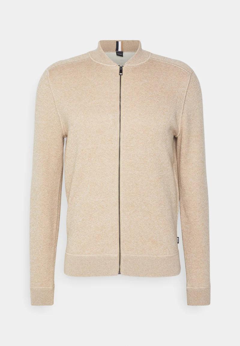 Gilet zippé BOSS beige en laine - Georgespaul