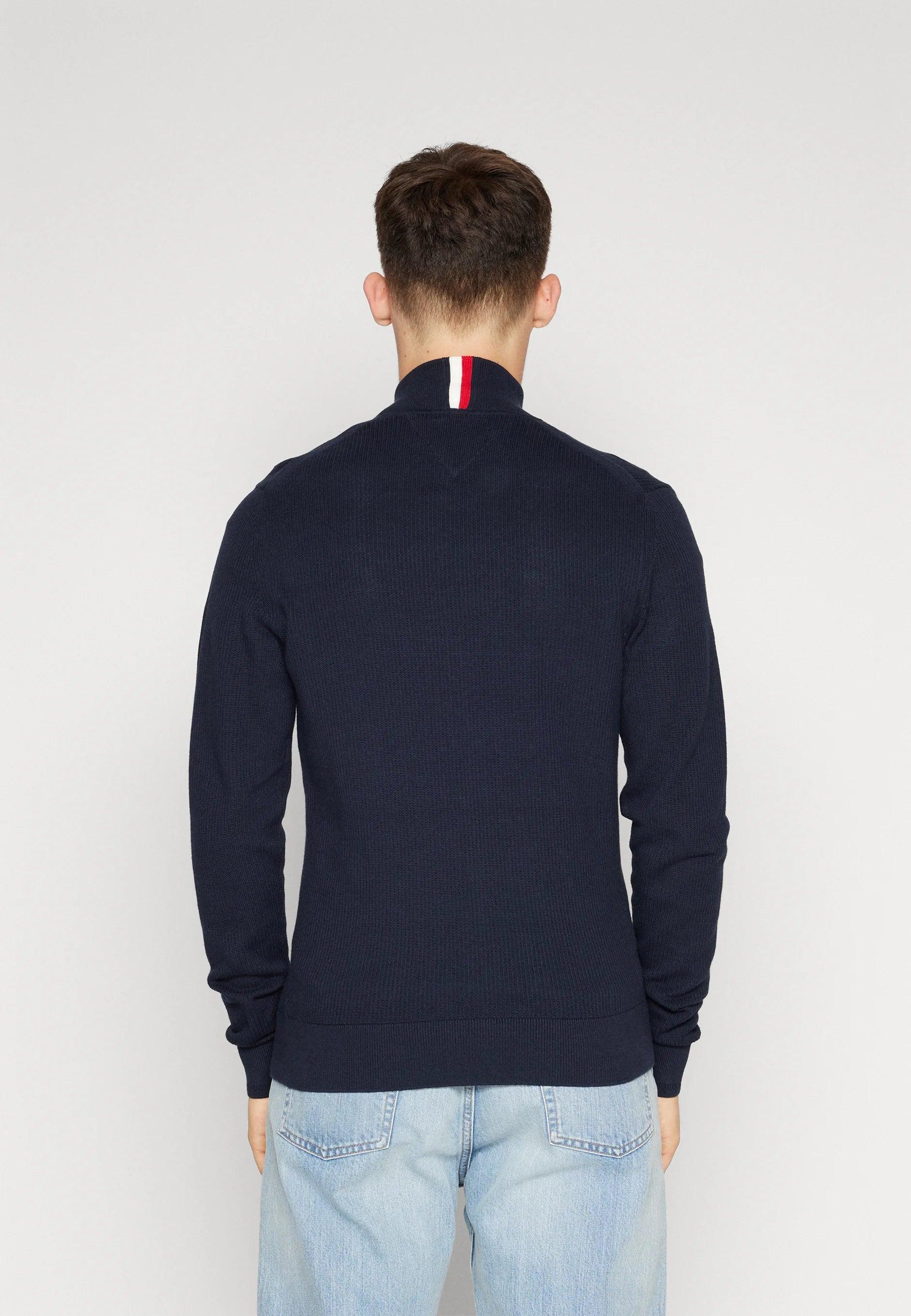 Gilet zippé Tommy Hilfiger marine en coton bio - Georgespaul