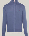 Gilet zippé Tommy Hilfiger bleu en cachemire - Georgespaul