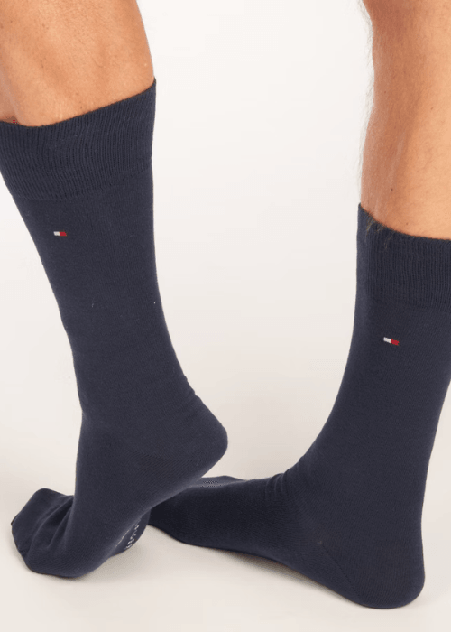 Lot de 2 paires de chaussettes montantes unies et à motifs Tommy Hilfiger marine - Georgespaul