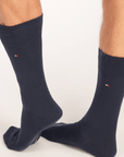 Lot de 2 paires de chaussettes montantes unies et à motifs Tommy Hilfiger marine - Georgespaul