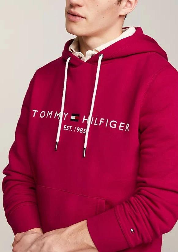 Sweat à capuche Tommy Hilfiger bordeaux en coton bio - Georgespaul