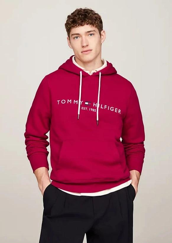 Sweat à capuche Tommy Hilfiger bordeaux en coton bio - Georgespaul