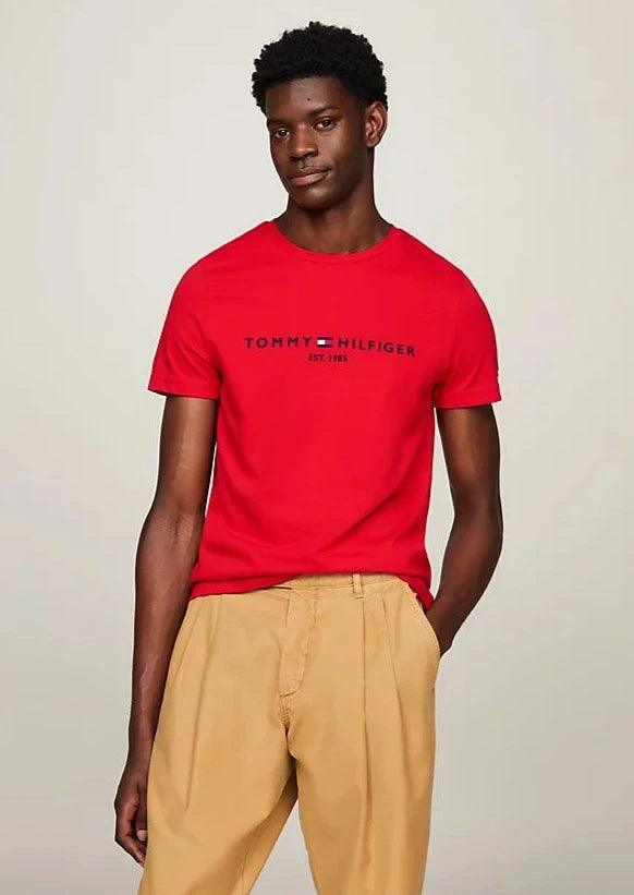 T-shirt ajusté Tommy Hilfiger ajusté rouge coton bio - Georgespaul