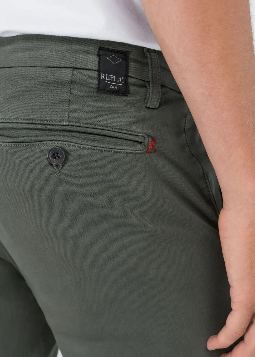 Pantalon chino Replay kaki pour homme | Georgespaul 